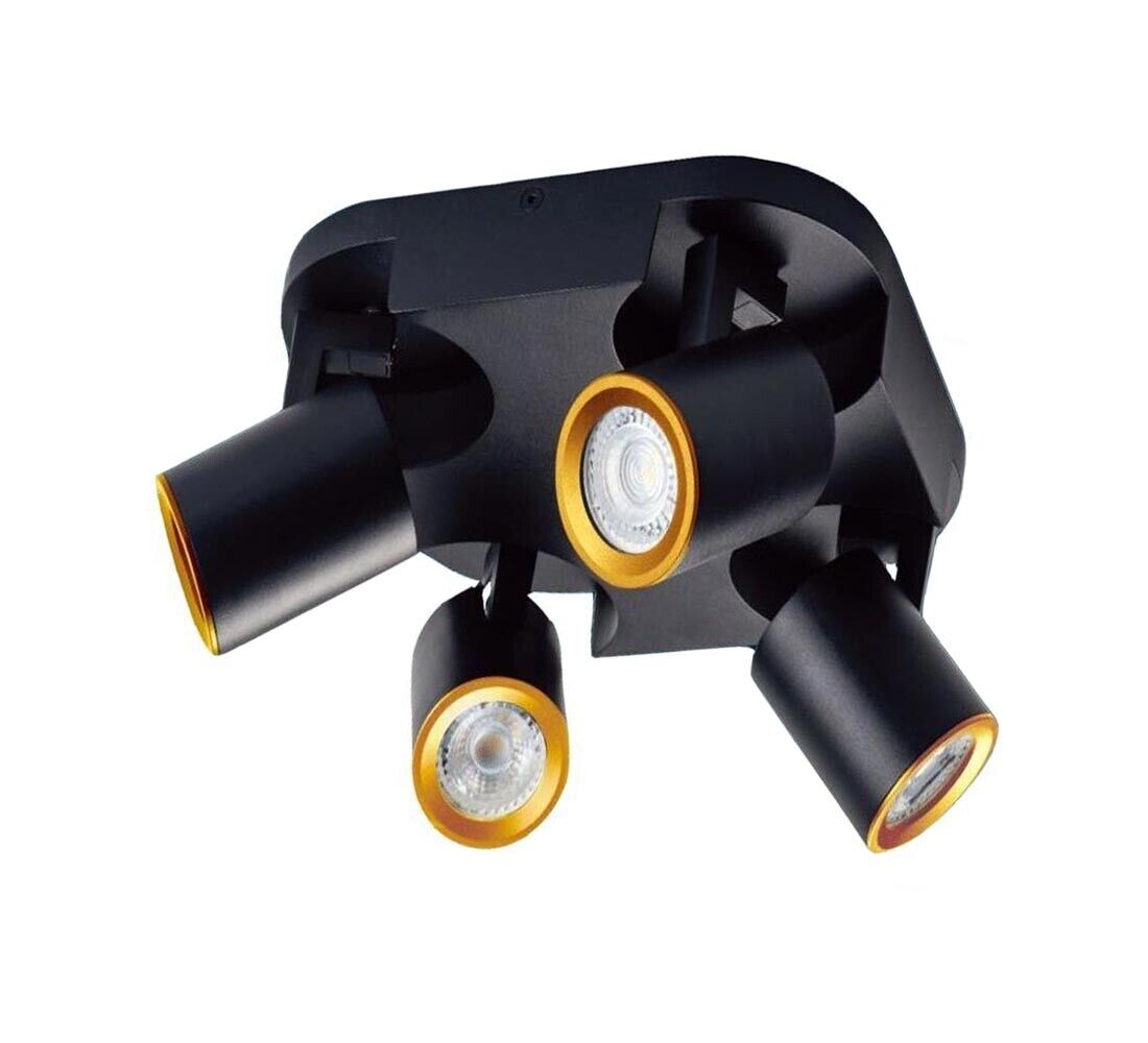 PLAFONIERA DA SOFFITTO LAMPADA TONDA 4 PORTA FARETTO ORIENTABILE GU10 NERO