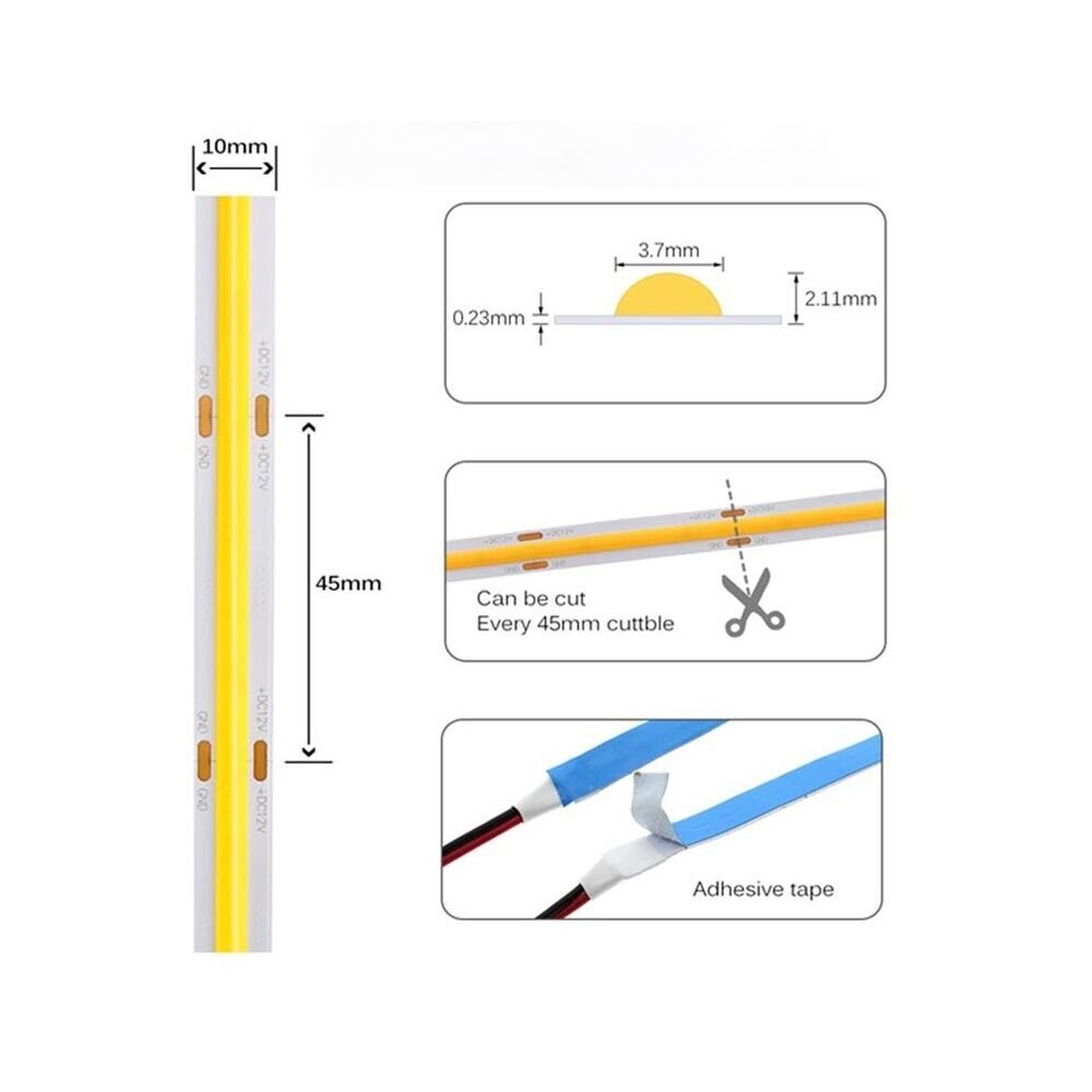 STRISCIA LED COB LUCE CALDA BOBINA 50 METRI 24 V SMD 600 WATT 3000K