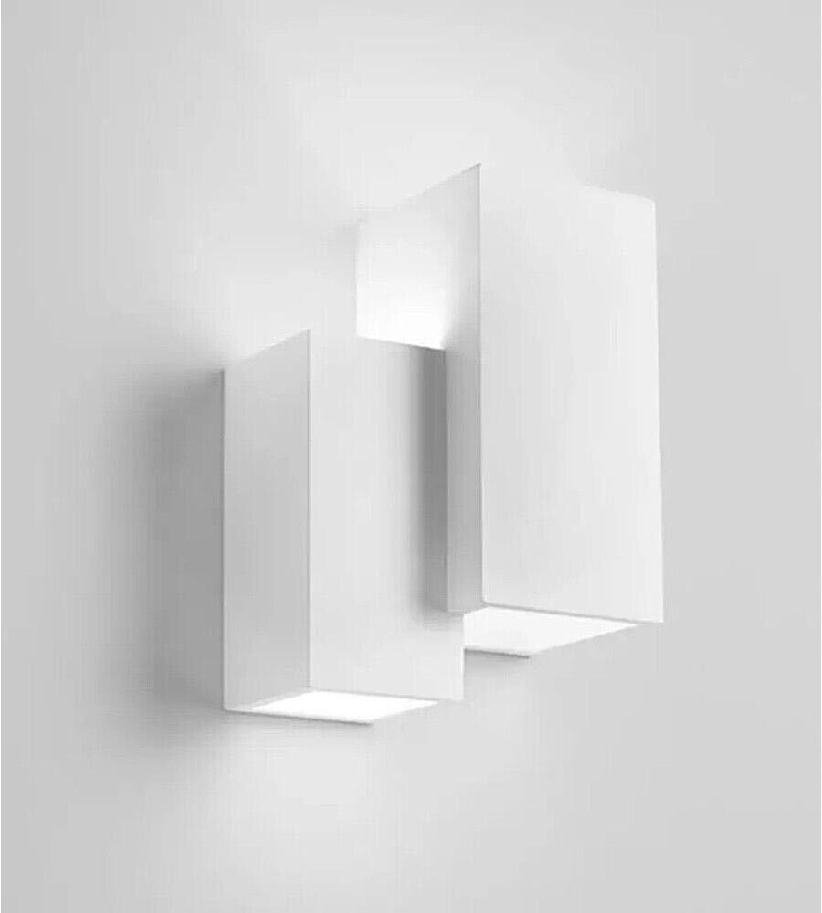 APPLIQUE DA PARETE IN GESSO VERNICIABILE LAMPADA RETTANGOLARE DOPPIA LUCE G9