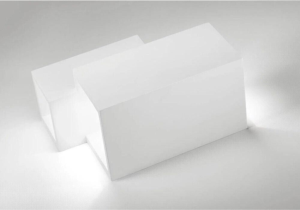 APPLIQUE DA PARETE IN GESSO VERNICIABILE LAMPADA RETTANGOLARE DOPPIA LUCE G9