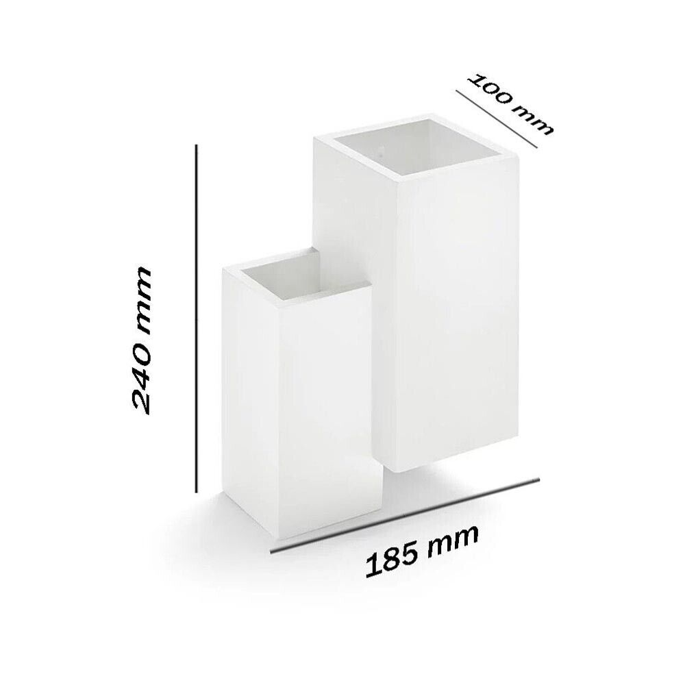 APPLIQUE DA PARETE IN GESSO VERNICIABILE LAMPADA RETTANGOLARE DOPPIA LUCE G9