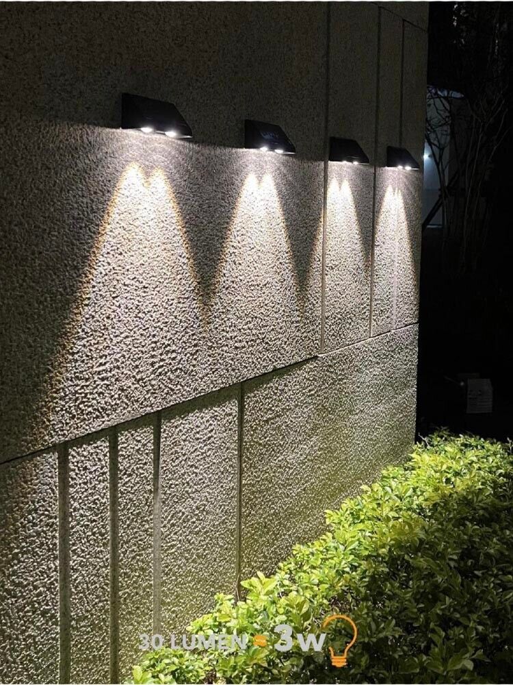 APPLIQUE LED LUCE BIANCA 3 WATT PANNELLO SOLARE LAMPADA DA PARETE ESTERNO IP65