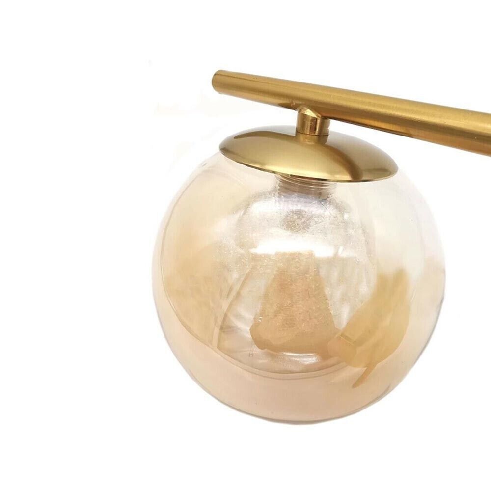 APPLIQUE DA PARETE SFERA IN VETRO AMBRA LAMPADA METALLO BRONZO ATTACCO G9