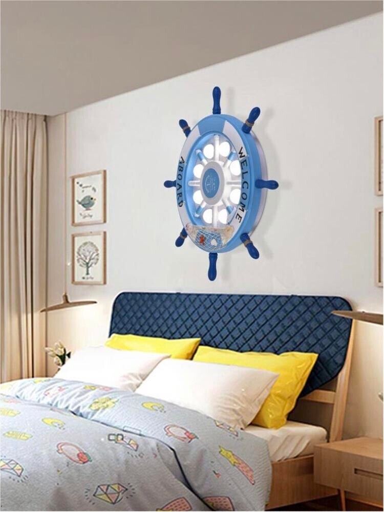 PLAFONIERA LED A FORMA DI TIMONE LAMPADARIO LUCE BIANCA CALDA NATURALE 40 W BLU