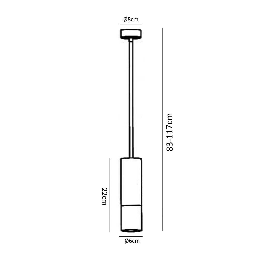 LAMPADARIO PORTAFARETTO A SOSPENSIONE CILINDRO GU10 ASTA REGOLABILE NERO