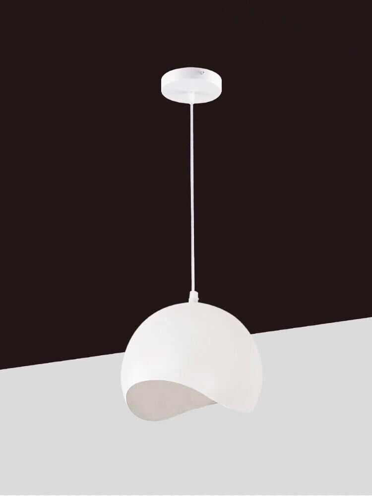LAMPADARIO A SOSPENSIONE FORMA GUSCIO D'UOVO PORTALAMPADA E27 METALLO BIANCO