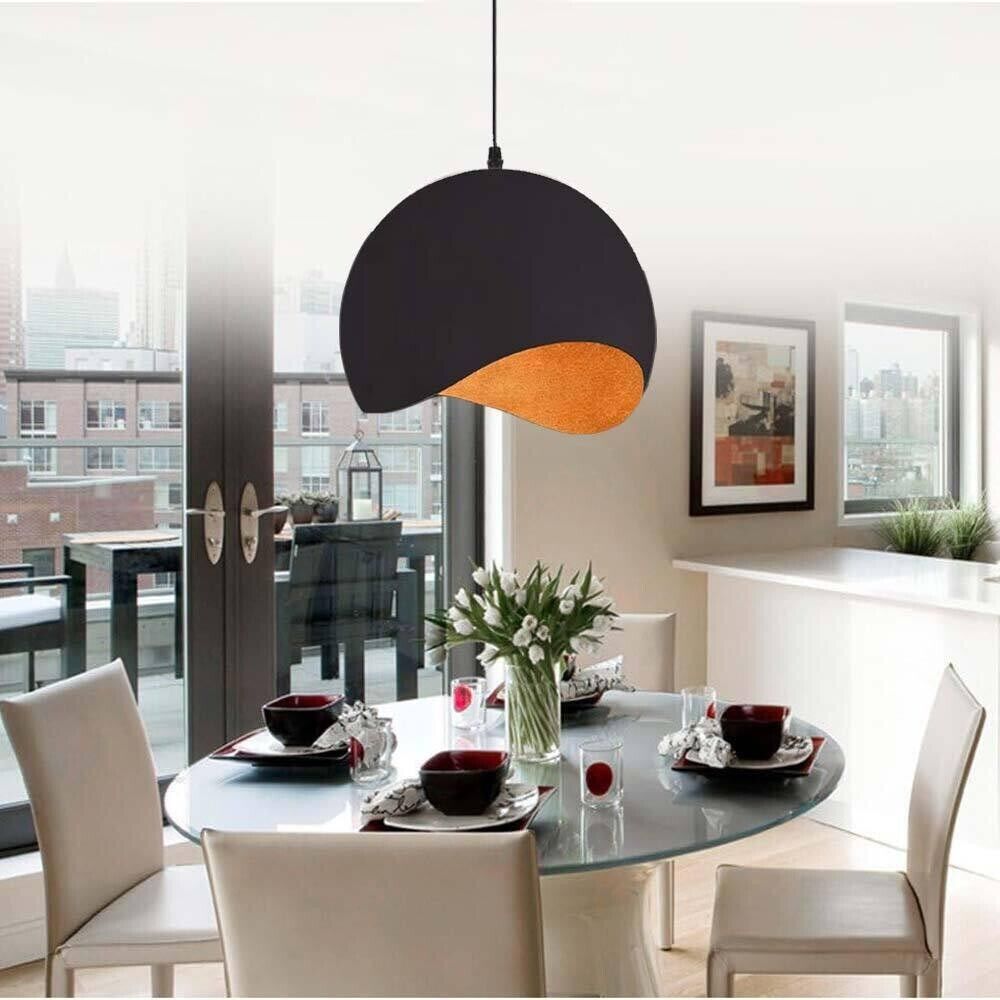 LAMPADARIO A SOSPENSIONE FORMA GUSCIO D'UOVO PORTALAMPADA E27 METALLO NERO
