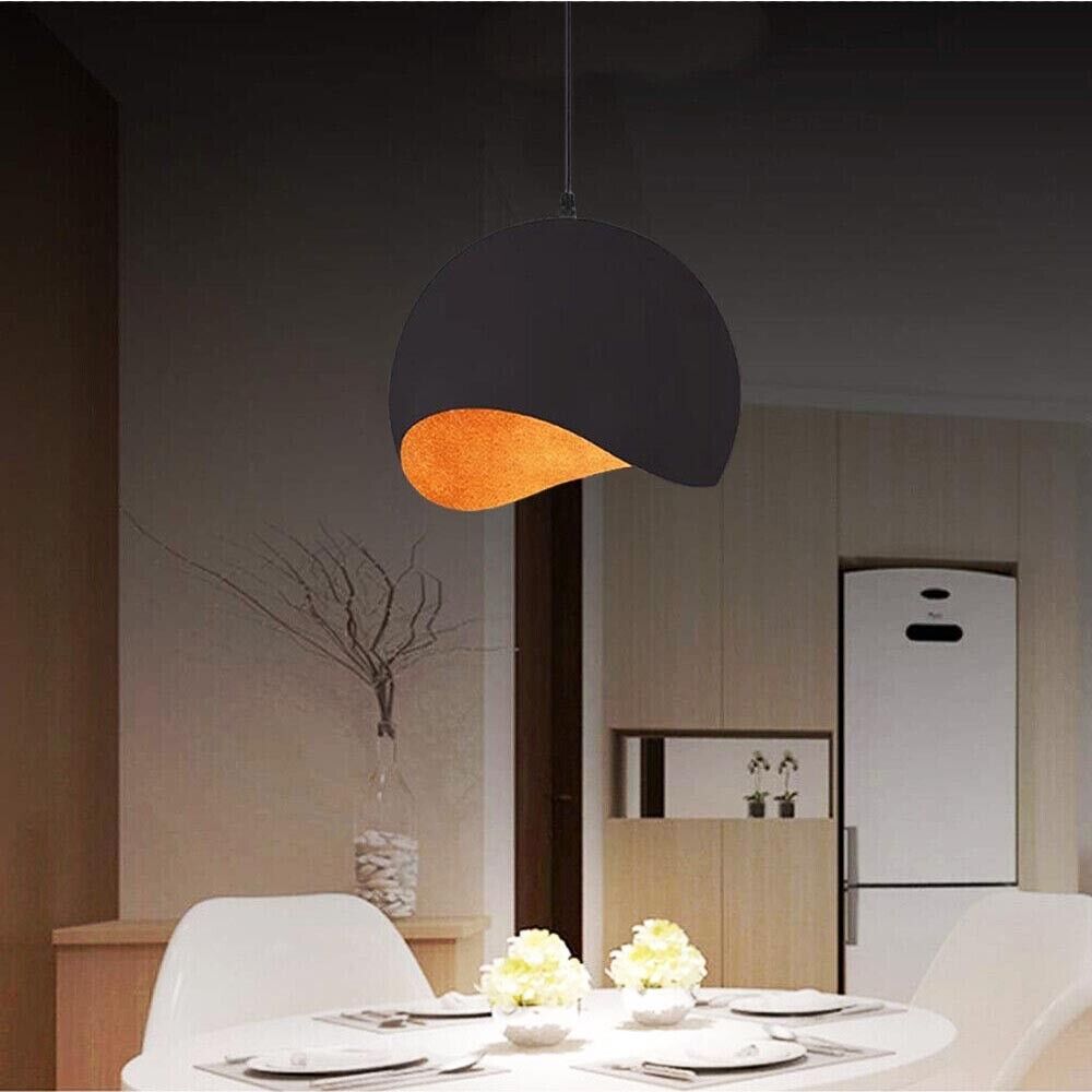 LAMPADARIO A SOSPENSIONE FORMA GUSCIO D'UOVO PORTALAMPADA E27 METALLO NERO