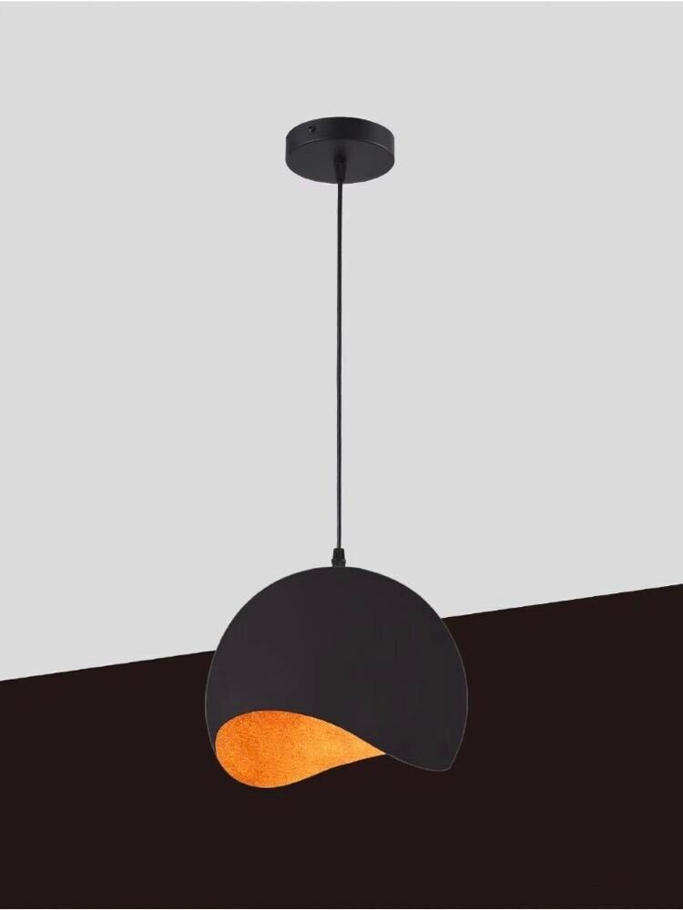 LAMPADARIO A SOSPENSIONE FORMA GUSCIO D'UOVO PORTALAMPADA E27 METALLO NERO