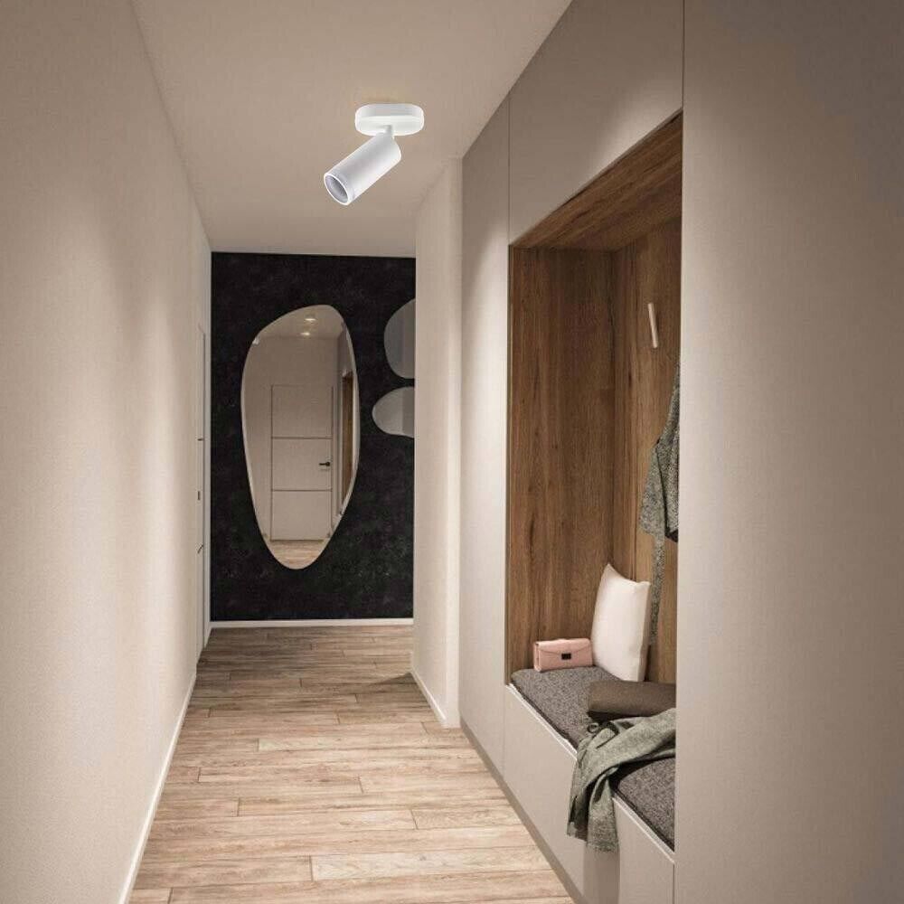 FARETTO ORIENTABILE DA SOFFITTO PARETE APPLIQUE PORTAFARETTO ATTACCO GU10 BIANCO