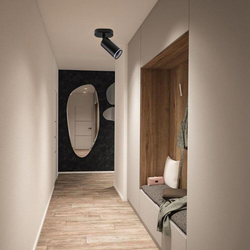 FARETTO ORIENTABILE DA SOFFITTO PARETE APPLIQUE PORTAFARETTO ATTACCO GU10 NERO