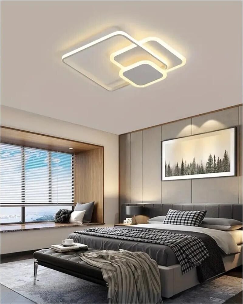PLAFONIERA LED LUCE NATURALE LAMPADARIO 3 QUADRATI 48 WATT QUADRATO MODERNO