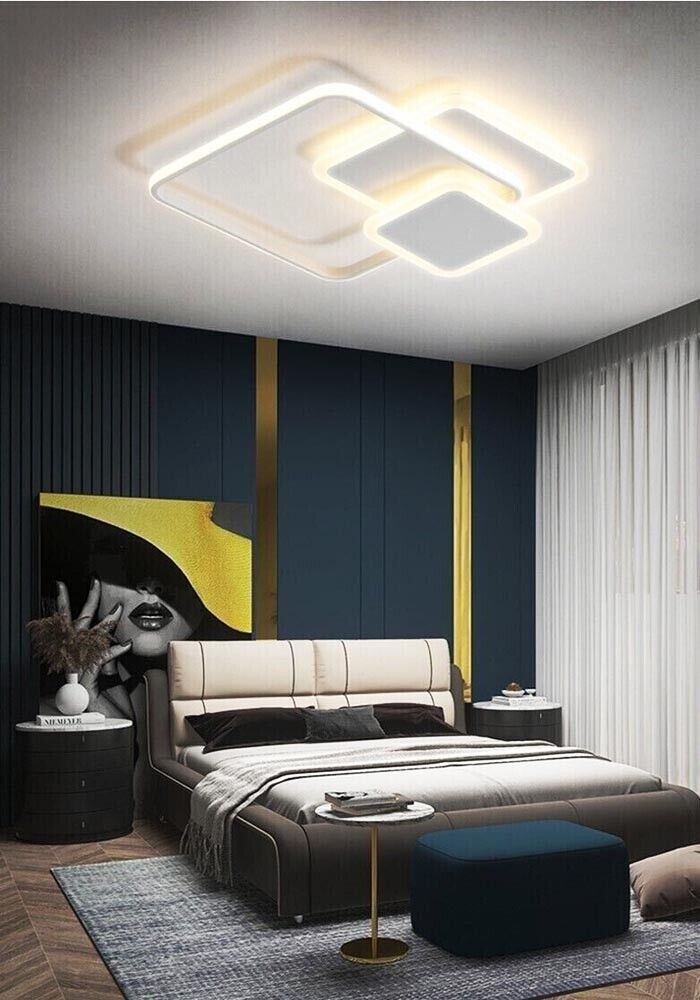PLAFONIERA LED LUCE NATURALE LAMPADARIO 3 QUADRATI 48 WATT QUADRATO MODERNO