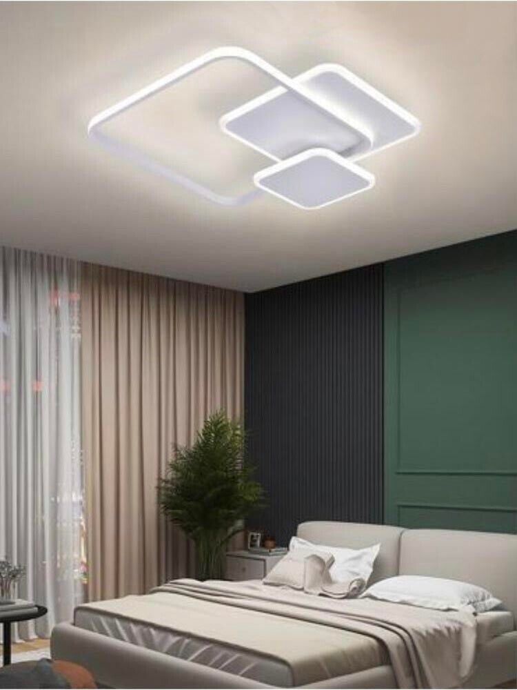 PLAFONIERA LED LUCE NATURALE LAMPADARIO 3 QUADRATI 48 WATT QUADRATO MODERNO