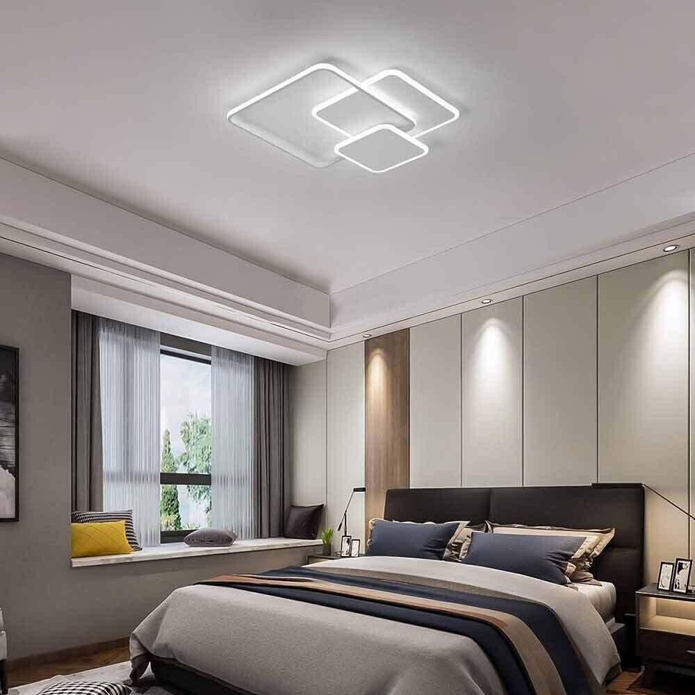 PLAFONIERA LED LUCE BIANCA 6500K LAMPADARIO 3 QUADRATI 48 WATT QUADRATO MODERNO