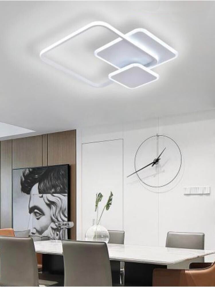 PLAFONIERA LED LUCE BIANCA 6500K LAMPADARIO 3 QUADRATI 48 WATT QUADRATO MODERNO