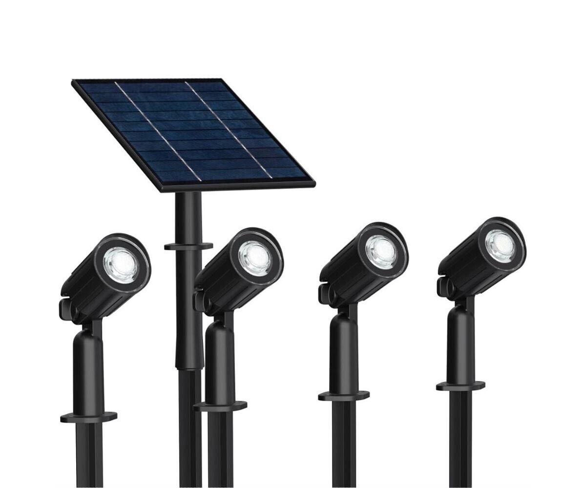 SERIE 4 FARETTI LED LUCE BIANCA FARETTO PANNELLO SOLARE PICCHETTO GIARDINO IP65
