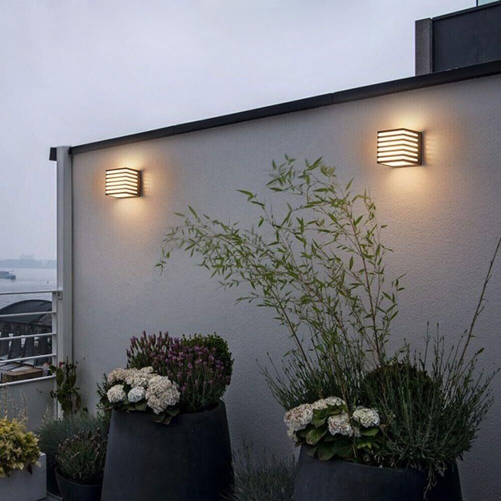 APPLIQUE LED LUCE CALDA LAMPADA A PARETE MURO 10 W ESTERNO FARETTO CUBO NERO