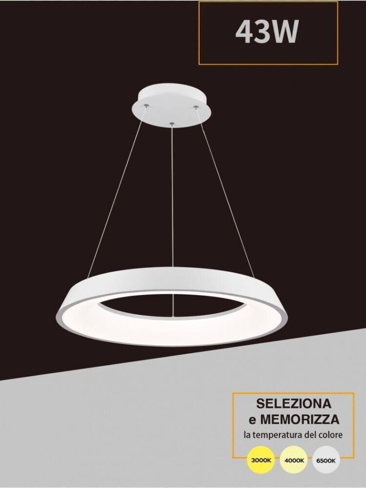 LAMPADARIO LED A SOSPENSIONE REGOLABILE 43 W 3 COLORI LUCE BIANCA CALDA NATURALE