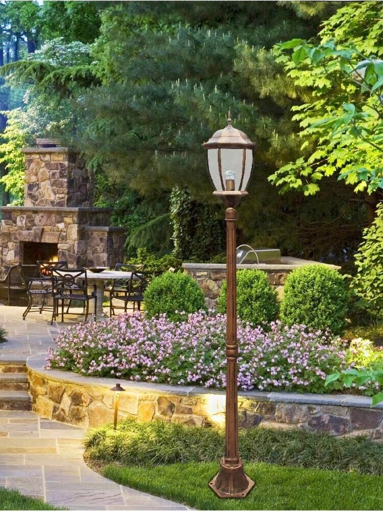 LAMPIONE DA TERRA LANTERNA IN VETRO PALO LAMPIONCINO ILLUMINAZIONE GIARDINO