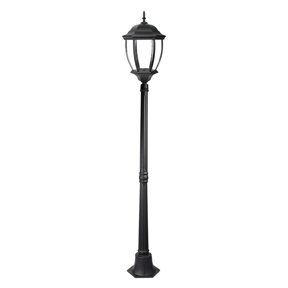 LAMPIONE DA TERRA LANTERNA IN VETRO LAMPIONCINO PALO NERO ILLUMINAZIONE GIARDINO
