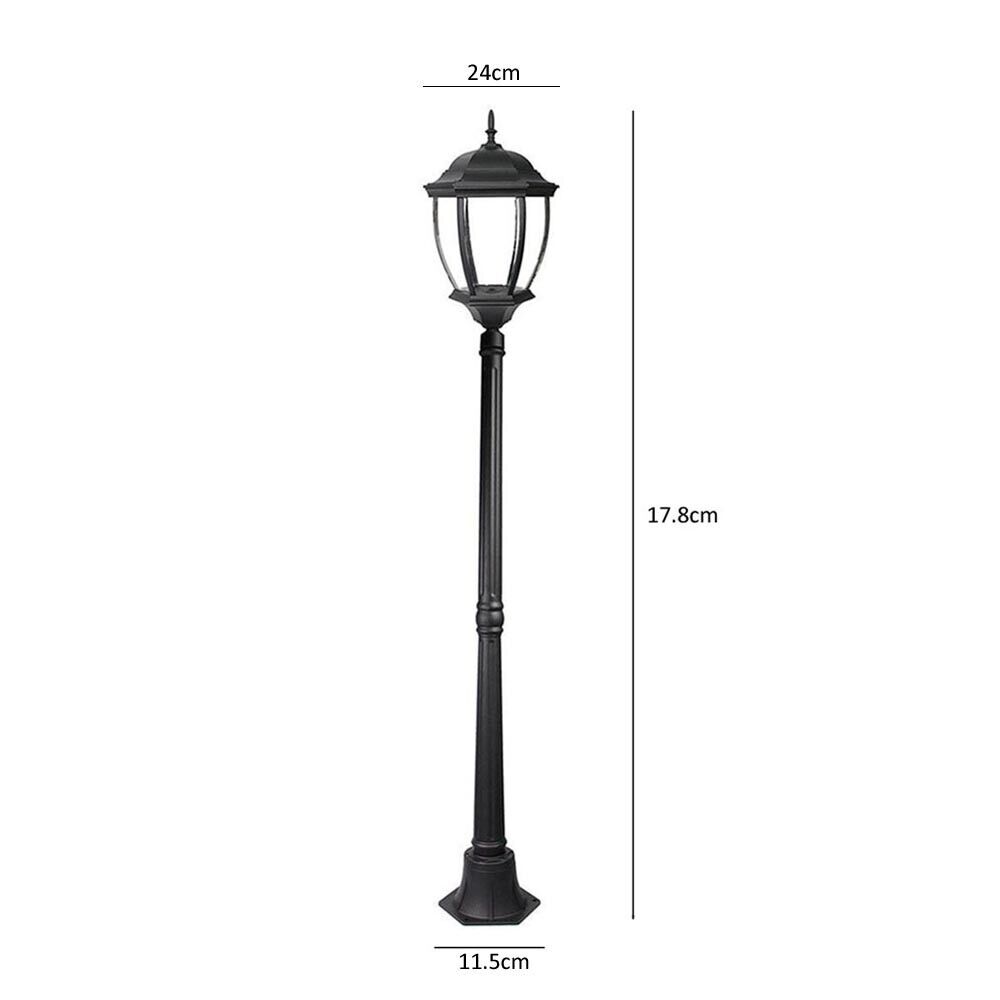 LAMPIONE DA TERRA LANTERNA IN VETRO LAMPIONCINO PALO NERO ILLUMINAZIONE GIARDINO