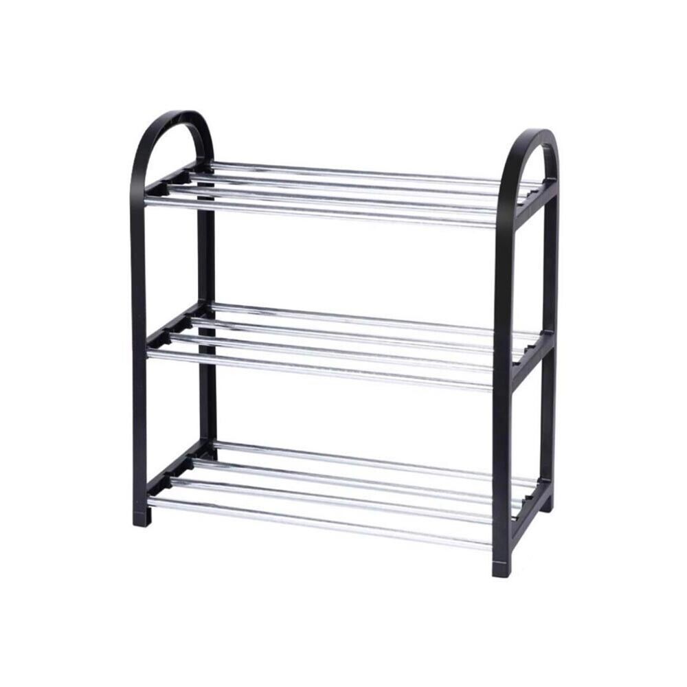 SCARPIERA SALVA SPAZIO SCAFFALE 3 RIPIANI PIANI PORTA SCARPE NERO