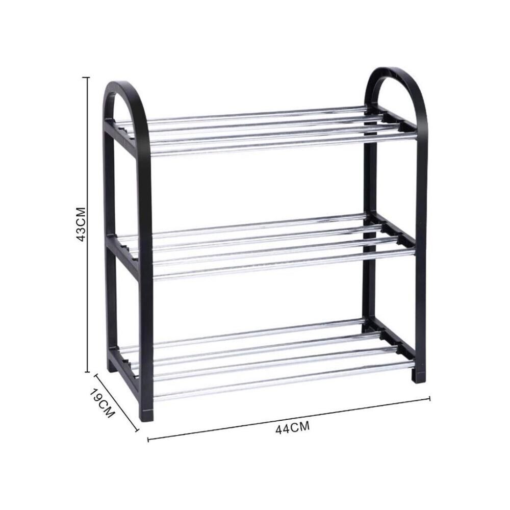 SCARPIERA SALVA SPAZIO SCAFFALE 3 RIPIANI PIANI PORTA SCARPE NERO