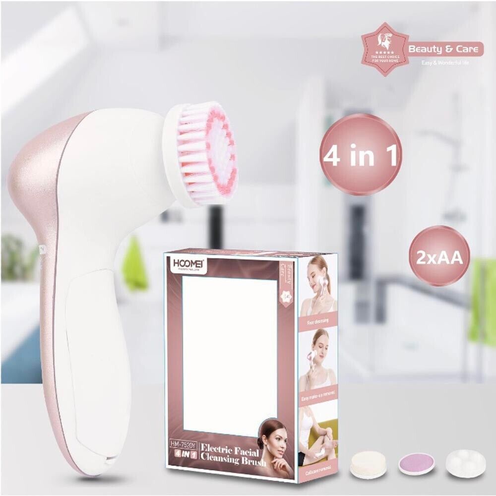 SPAZZOLA ELETTRICA PULIZIA VISO MASSAGGIATORE FACCIALE SPUGNA MORBIDA 4 IN 1