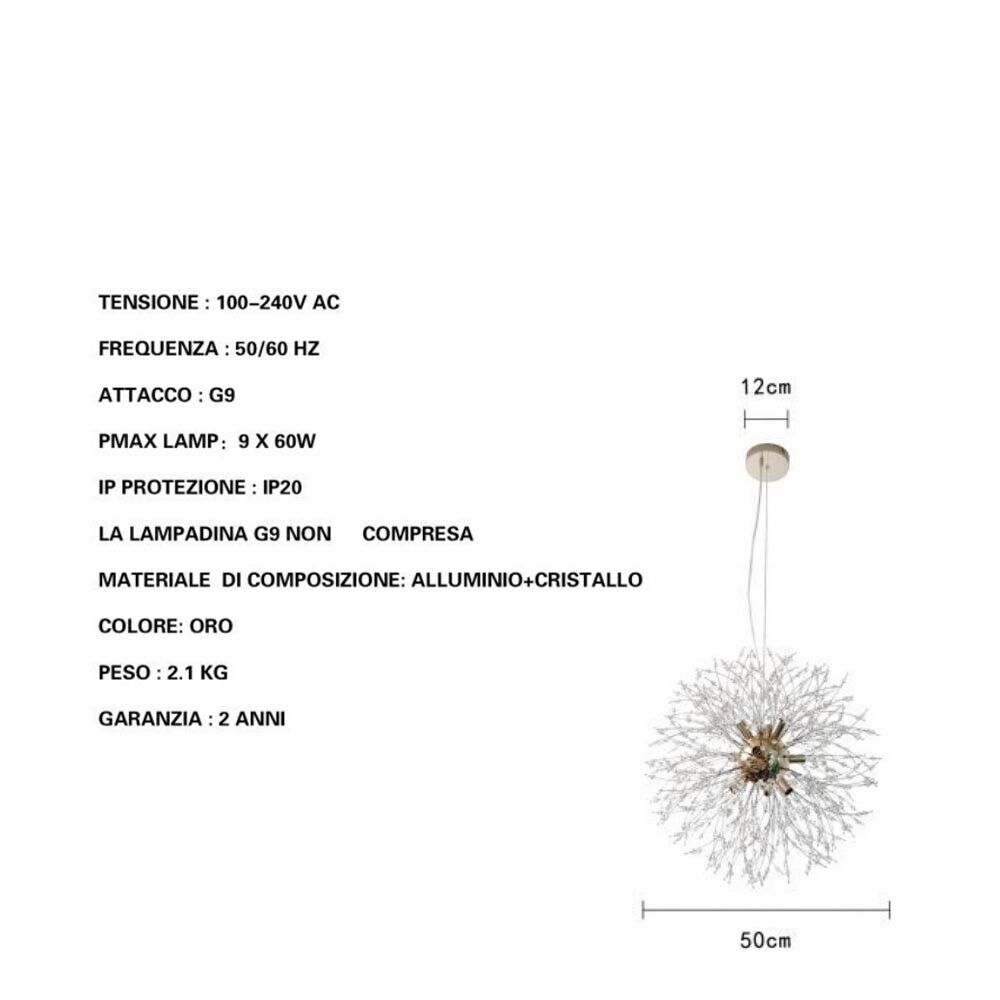 LAMPADARIO A SOSPENSIONE G9 FILI IN ACCIAIO CON CRISTALLI STILE MODERNO LP32O