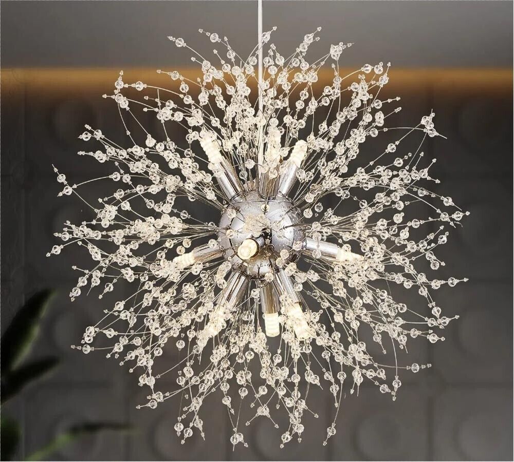 LAMPADARIO A SOSPENSIONE G9 FILI IN ACCIAIO CON CRISTALLI STILE MODERNO LP32A