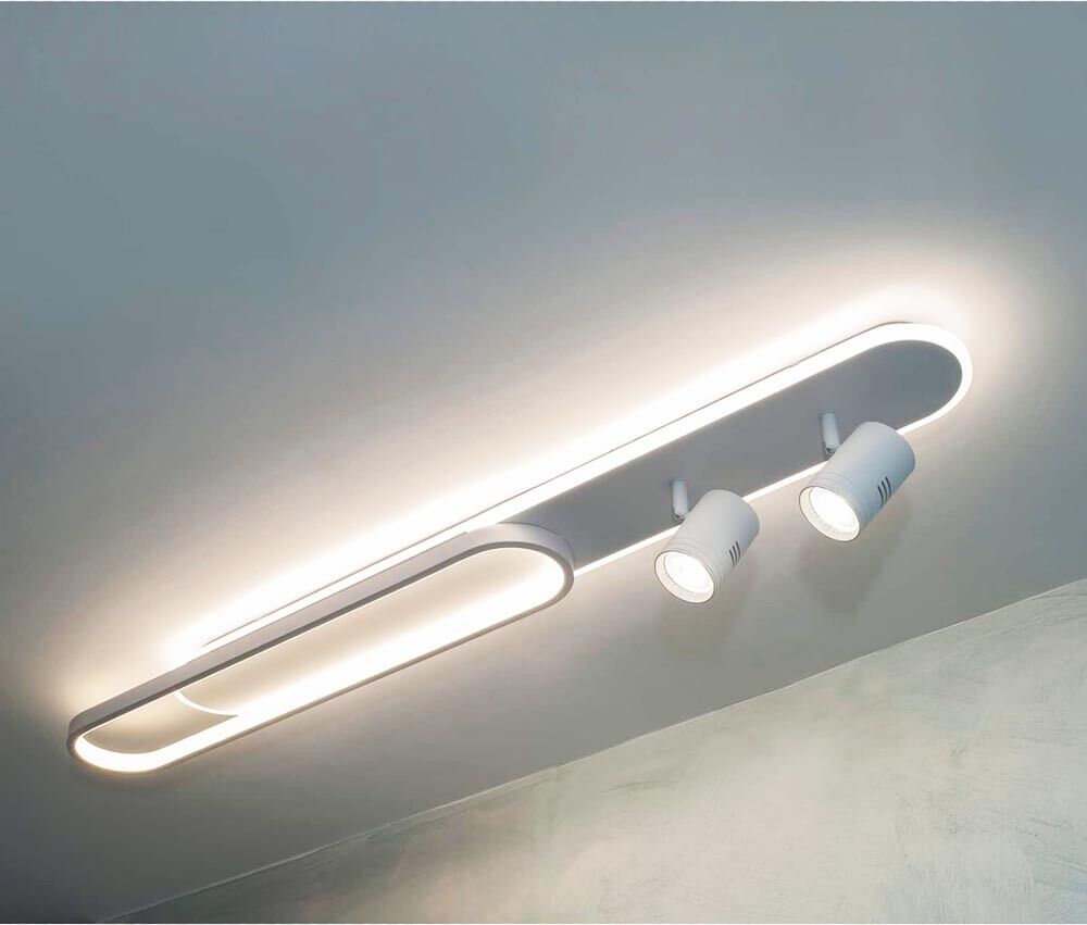 PLAFONIERA LED LUCE NATURALE LAMPADARIO A SOFFITTO 50 W 2 FARETTI ORIENTABILI