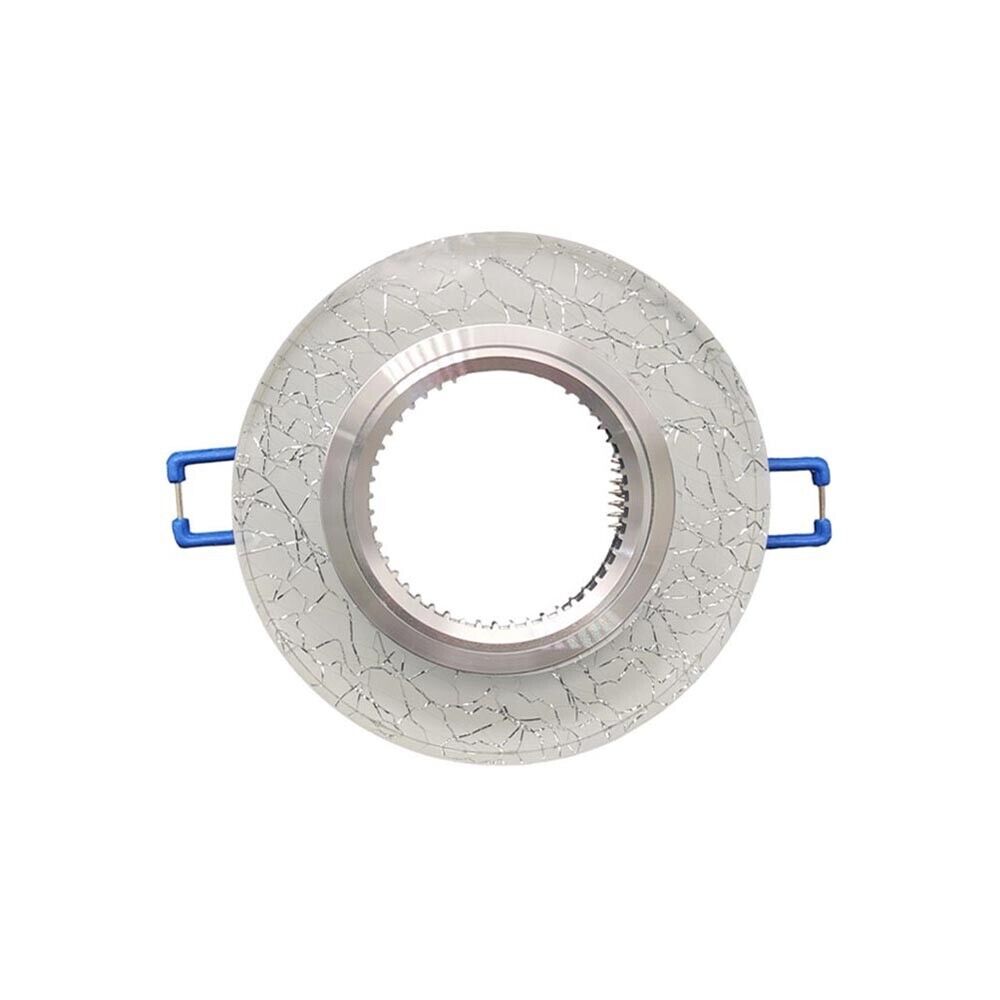10 PORTA FARETTO DA INCASSO SUPPORTO TONDO PORTAFARETTI VETRO COLOR ARGENTO P15