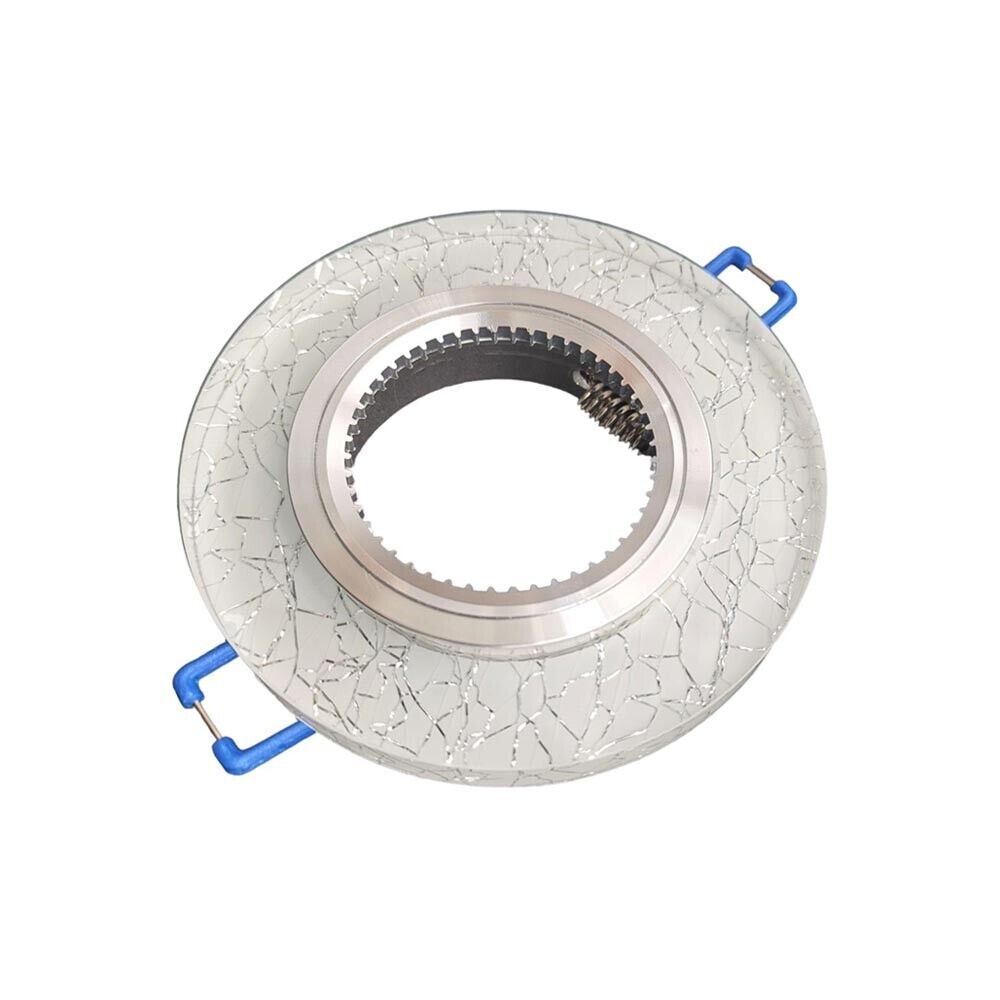 10 PORTA FARETTO DA INCASSO SUPPORTO TONDO PORTAFARETTI VETRO COLOR ARGENTO P15