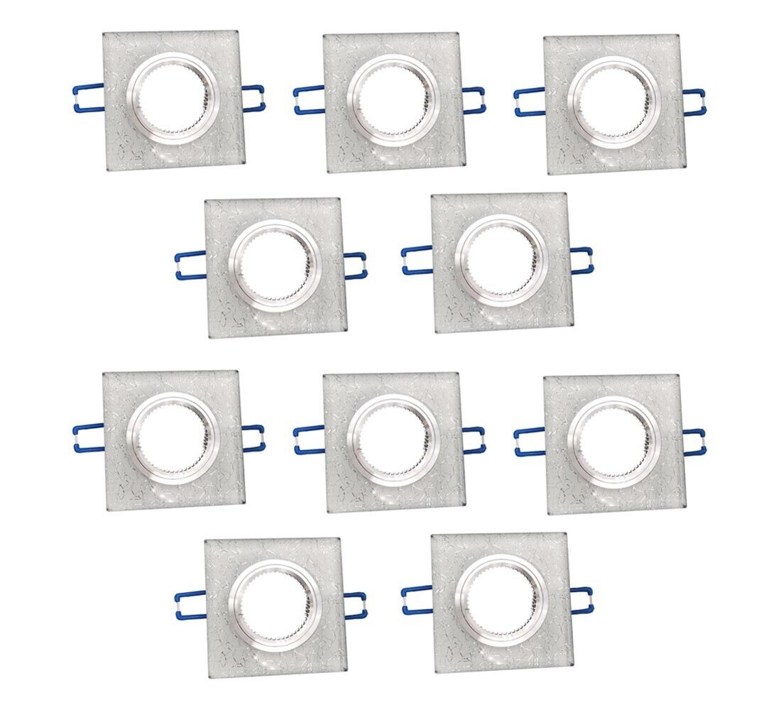 10 PORTA FARETTO A INCASSO SUPPORTO QUADRATO PORTAFARETTI VETRO ARGENTO P16