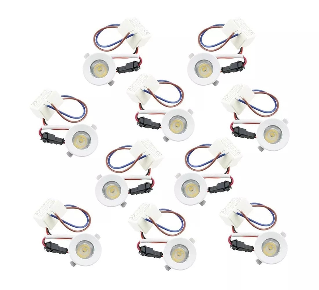 KIT 10 FARETTI A INCASSO FARETTO LED LUCE CALDA 3000 1 W BORDO BIANCO P31