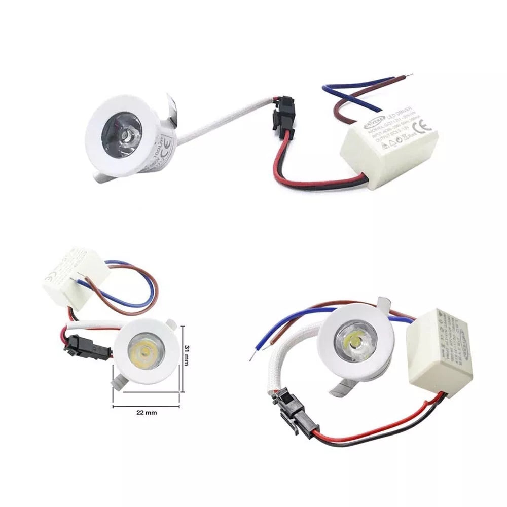 KIT 10 FARETTI A INCASSO FARETTO LED LUCE CALDA 3000 1 W BORDO BIANCO P31