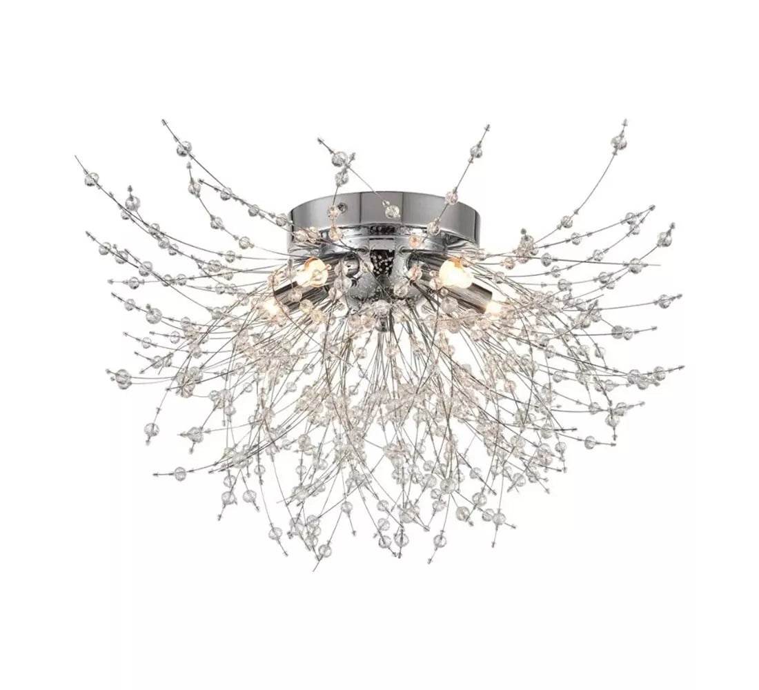 LAMPADARIO PLAFONIERA G9 FILI IN ACCIAIO CON CRISTALLI STILE MODERNO PN13A