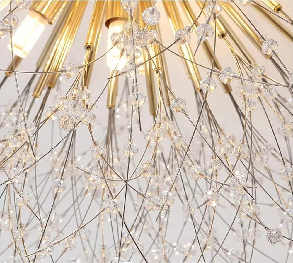 LAMPADARIO PLAFONIERA G9 FILI IN ACCIAIO CON CRISTALLI STILE MODERNO PN13O