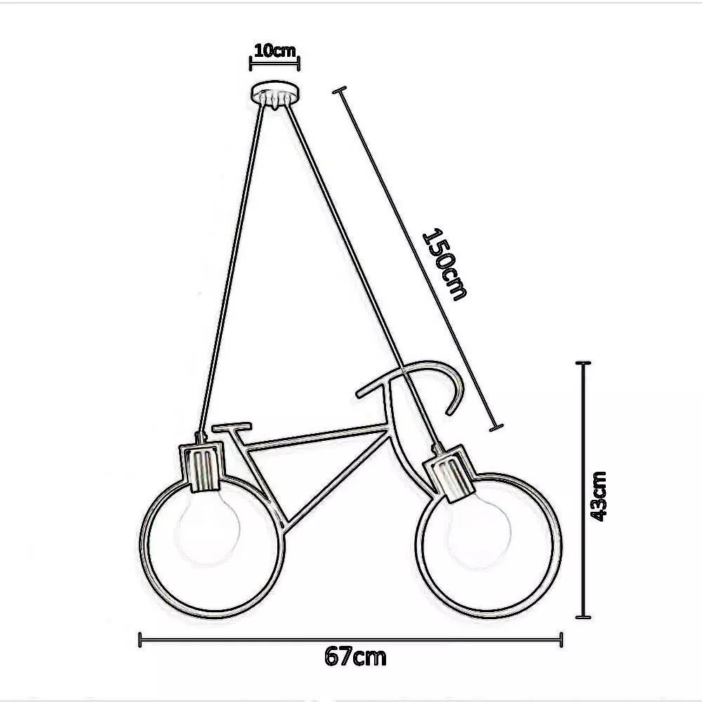 LAMPADARIO A SOSPENSIONE FORMA DI BICICLETTA BICI PORTALAMPADA E27 BIANCO