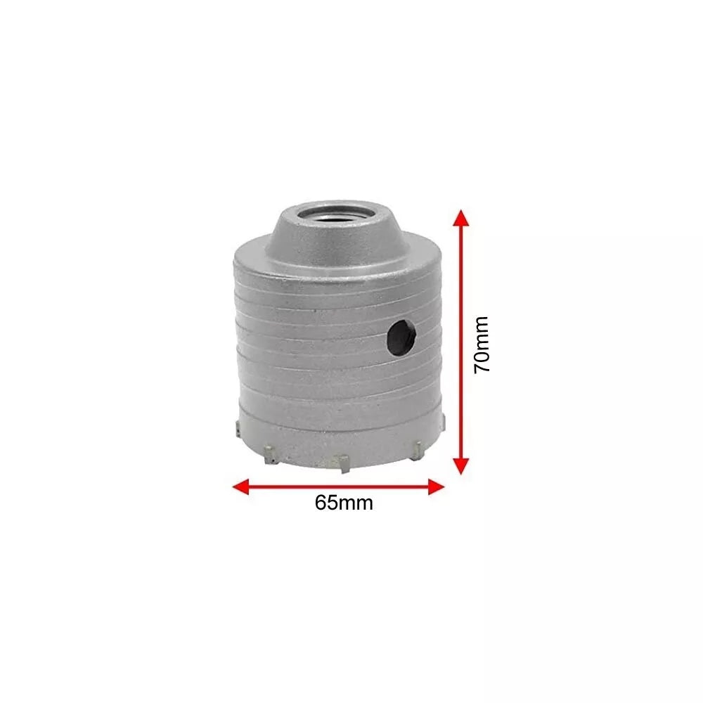 FRESA TAZZA CAROTATRICE 65 MM ASTA PROLUNGA 9 CM PER TRAPANO ATTACCO SDS PLUS