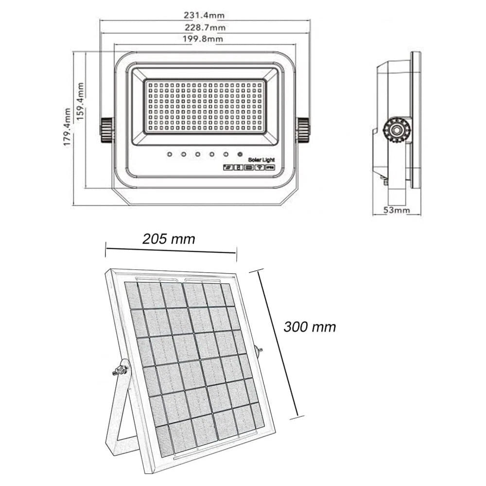 FARO LED RGB PANNELLO SOLARE 30 W TELECOMANDO FARETTO SENSORE CREPUSCOLARE IP65