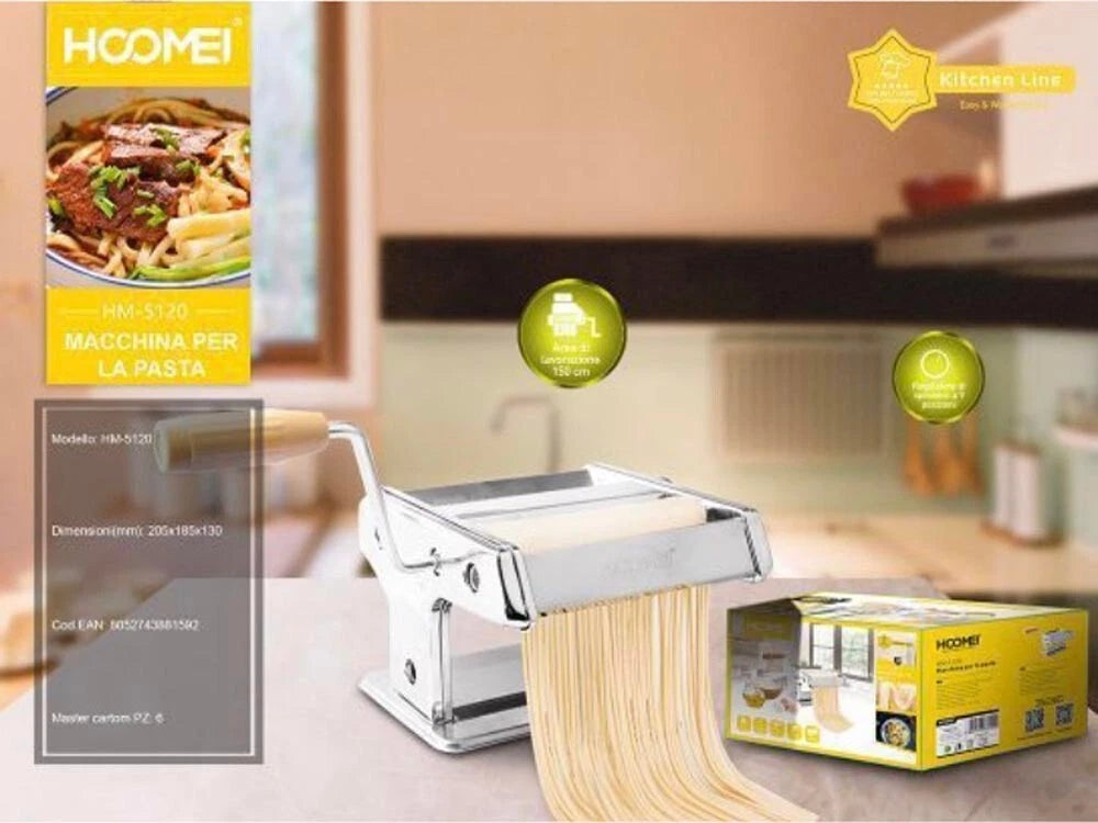 MACCHINA PER PASTA FRESCA STENDE E TAGLIA MANUALE IN ACCIAIO INOX CUCINA SANA
