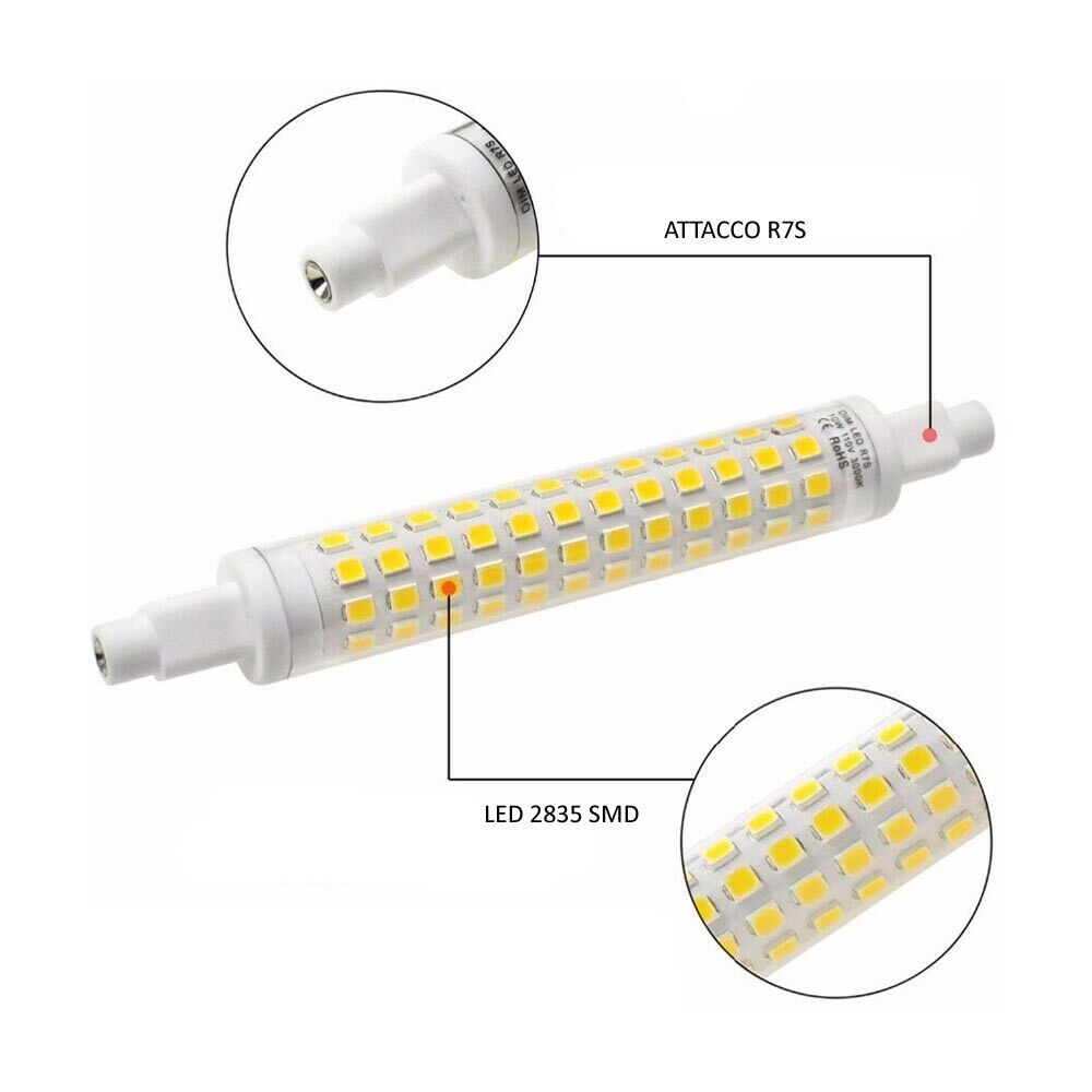 LAMPADINA LED 10W LUCE BIANCA . ATTACCO R7S LAMPADA RICAMBIO PER FARO 6500K