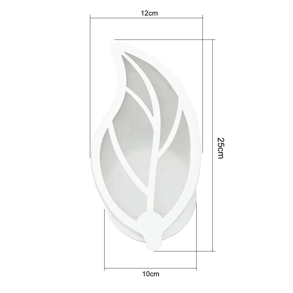APPLIQUE FOGLIA IN VETRO A PARETE LUCE BIANCA LAMPADA LED INTERNO 7 W E32F