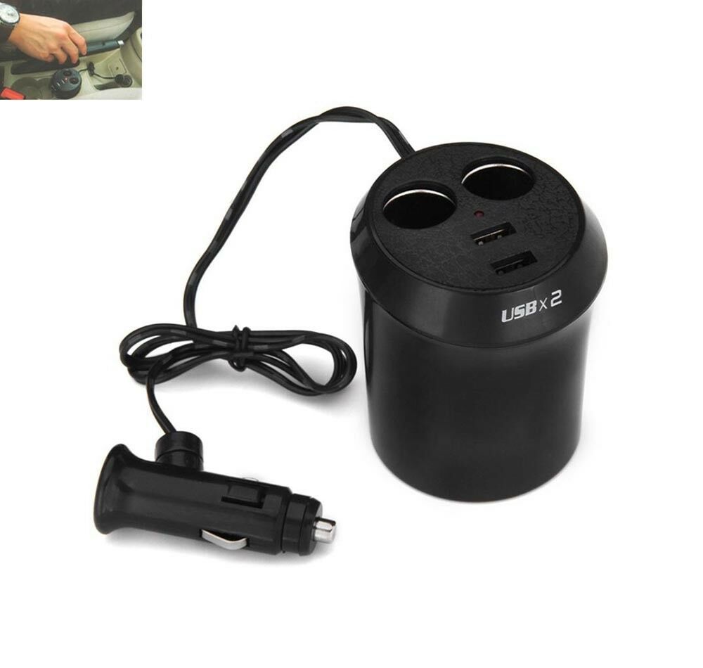 SDOPPIATORE 2 PRESA ACCENDISIGARI CARICABATTERIE 2 PORTA USB CARICA CELLULARE