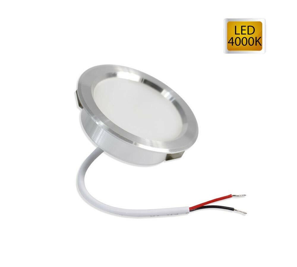 FARETTO LED 3 W LUCE NATURALE A INCASSO ROTONDO OPACO BORDO ARGENTO P60-N