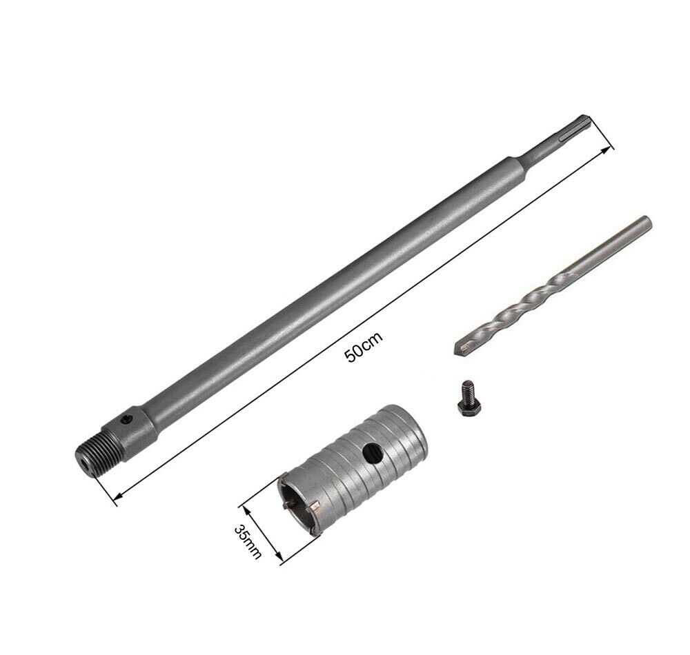 FRESA A TAZZA 35 MM ASTA PROLUNGA 50 . CM PER TRAPANO ATTACCO SDS PLUS