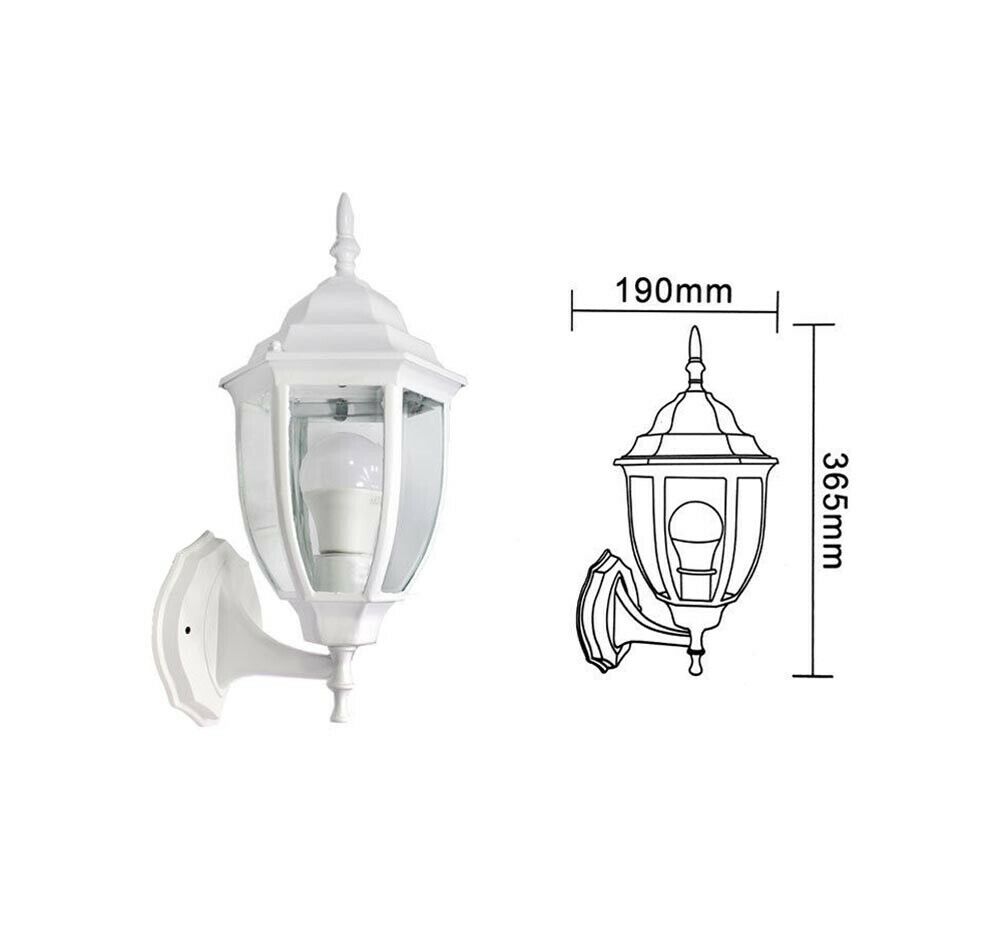 LANTERNA DA GIARDINO LAMPADA A PARETE APPLIQUE PER ESTERNO STILE ANTICO BIANCO