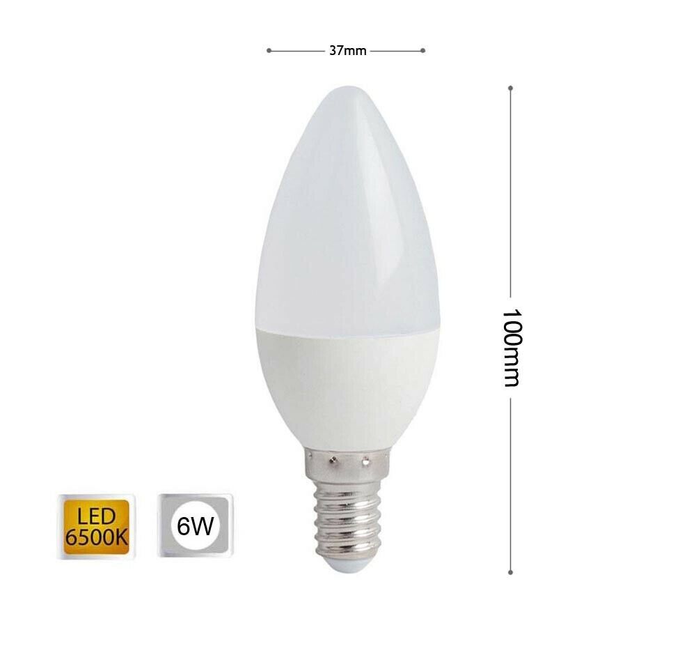 LAMPADINA LED 6 W OLIVA LUCE BIANCA E14 E CANDELA 6W 14 C36
